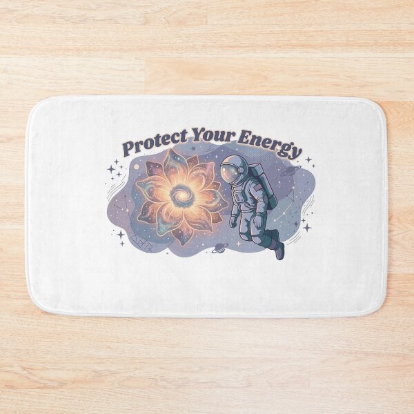 Item preview, Cosmic Astronaut and Glowing Flower Vector – "Protect Your Energy" designed and sold by YourWearPulse.