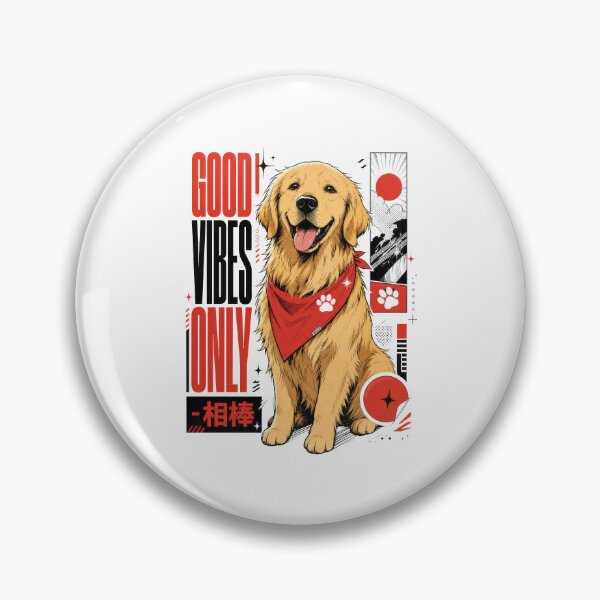 Item preview, Happy Retriever Good Vibes Only Japanese Streetwear designed and sold by AntiqueImages.
