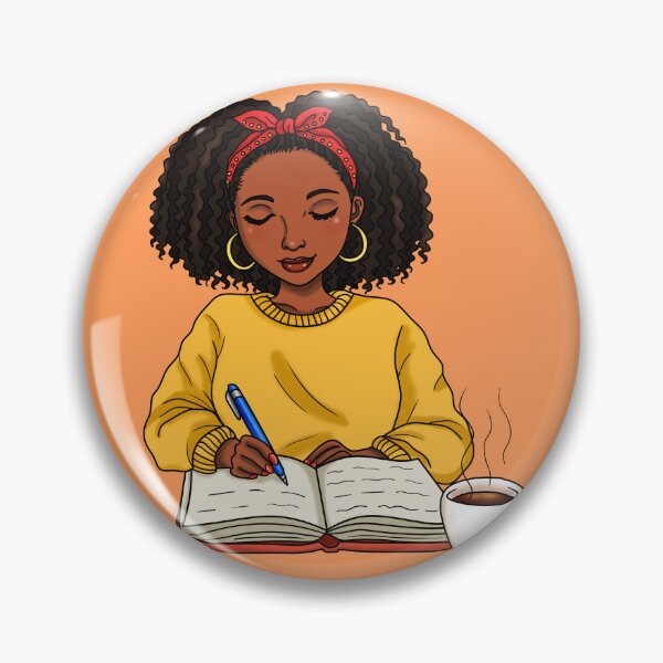 Item preview, Black Woman Writing In Journal And Drinking Coffee designed and sold by Deanna McRae.