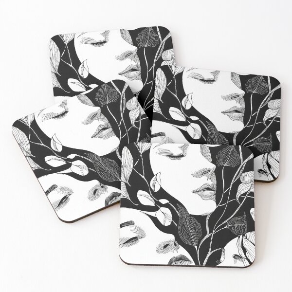 Item preview, Monochrome Botanical Faces Abstract Line Art designed and sold by 11Anime-Art.