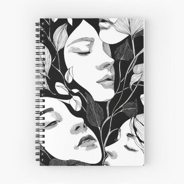 Item preview, Monochrome Botanical Faces Abstract Line Art designed and sold by 11Anime-Art.