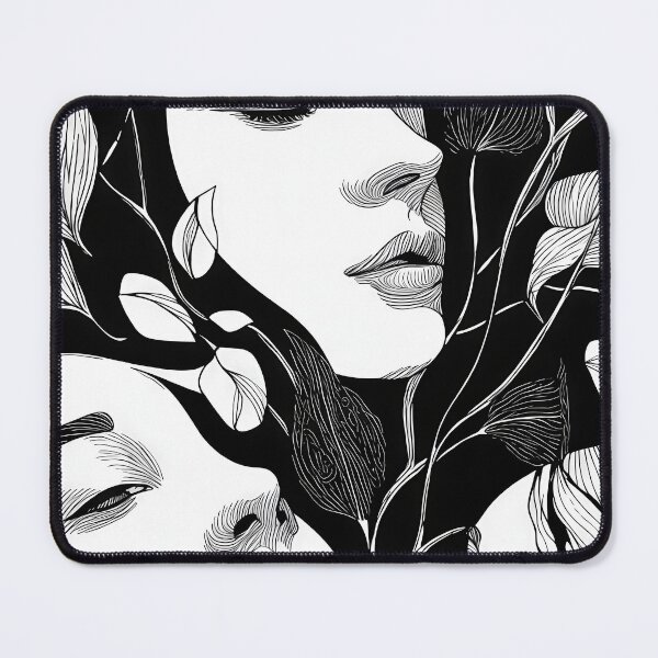 Item preview, Monochrome Botanical Faces Abstract Line Art designed and sold by 11Anime-Art.