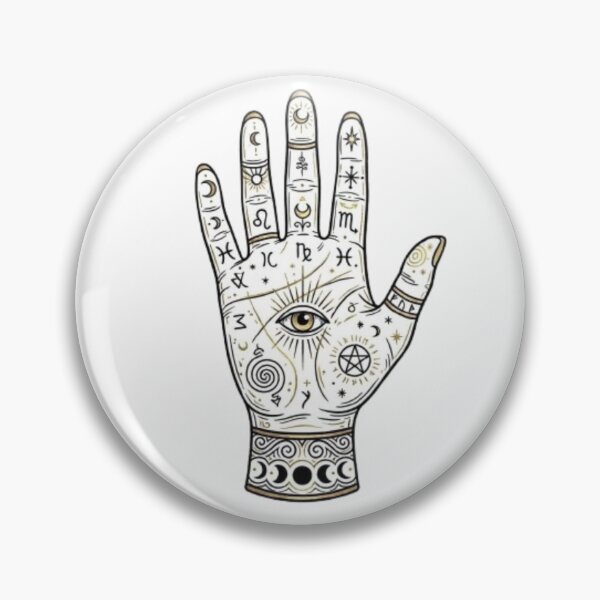 Item preview, Mystical Palmistry Hand with Evil Eye and Astrology Symbols designed and sold by Northern Glow Art.