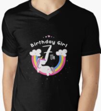 Unicorn 7th Birthday Girl - Gift For 7 Year Old Girl For 7th Birthday Girl Men's V-Neck T-Shirt