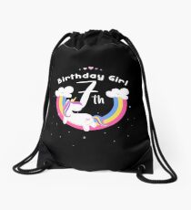 Unicorn 7th Birthday Girl - Gift For 7 Year Old Girl For 7th Birthday Girl Drawstring Bag