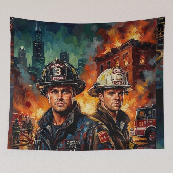 Item preview, Chicago Fire Retro Action Drama Firehouse 51 Severide Casey Tribute Art TV Show Poster designed and sold by Art's Diner.