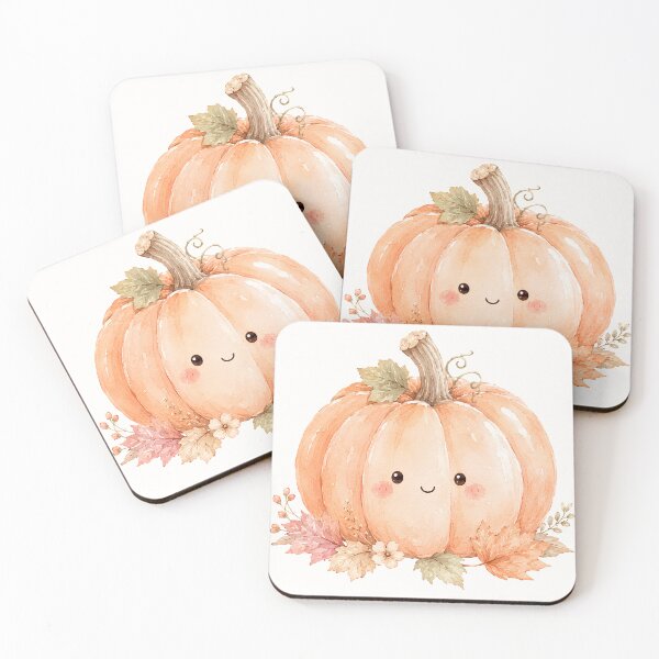Item preview, Cute Smiling Pumpkin Watercolor | Kawaii Autumn Fall Harvest Illustration designed and sold by looplandger.