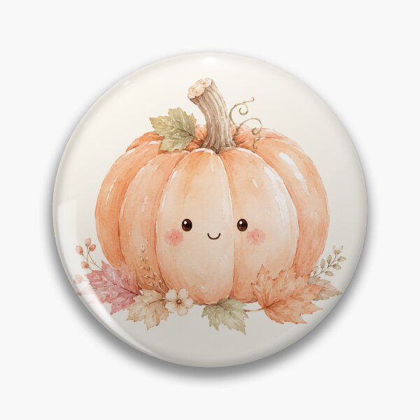 Item preview, Cute Smiling Pumpkin Watercolor | Kawaii Autumn Fall Harvest Illustration designed and sold by looplandger.