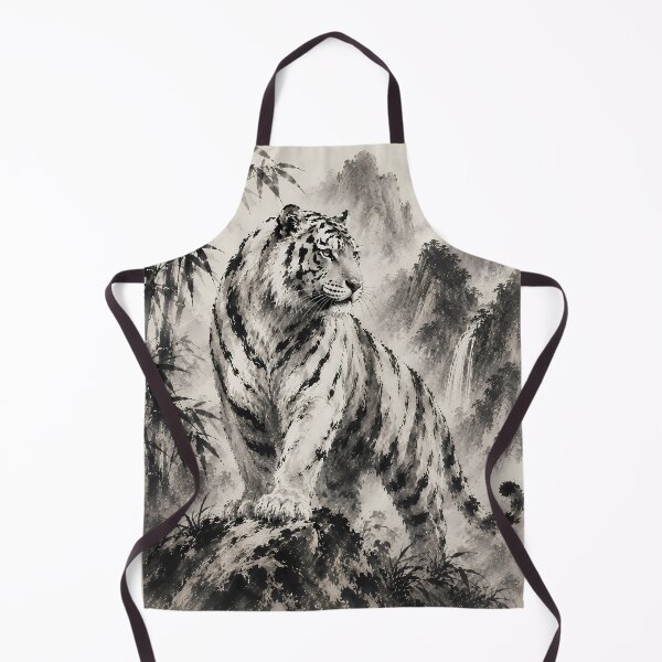 Item preview, Majestic White Tiger on Mountain Peak | Traditional Chinese Ink Painting designed and sold by ManJiangHong.