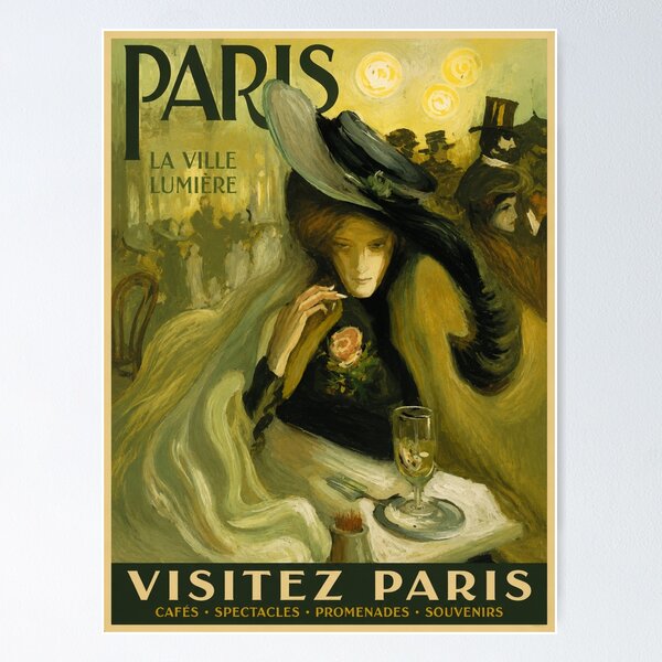 Item preview, Paris Travel Poster Vintage Café Wall Art for France Lovers designed and sold by RickE.