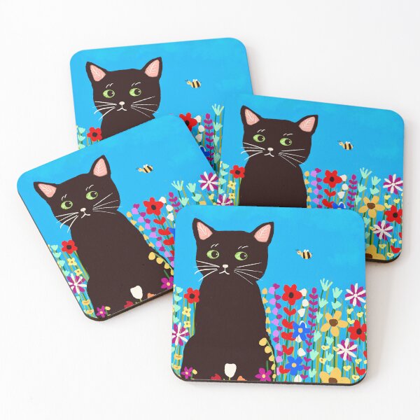 Item preview, Whimsical Cat in Flower Field designed and sold by Elaine M Hayward .