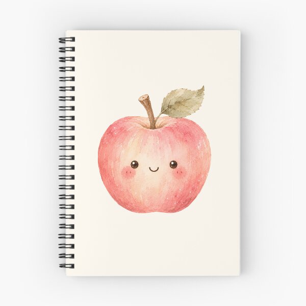 Item preview, Cute Smiling Apple Watercolor | Kawaii Pink Apple Autumn Illustration designed and sold by looplandger.