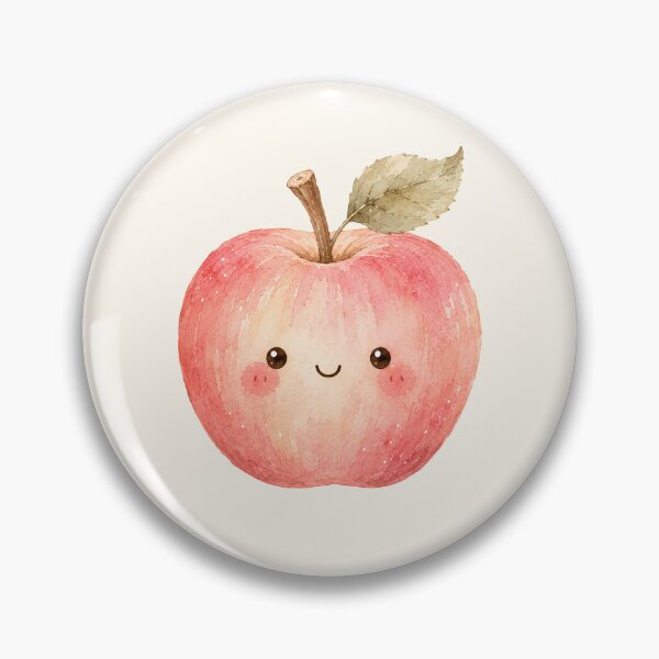 Item preview, Cute Smiling Apple Watercolor | Kawaii Pink Apple Autumn Illustration designed and sold by looplandger.