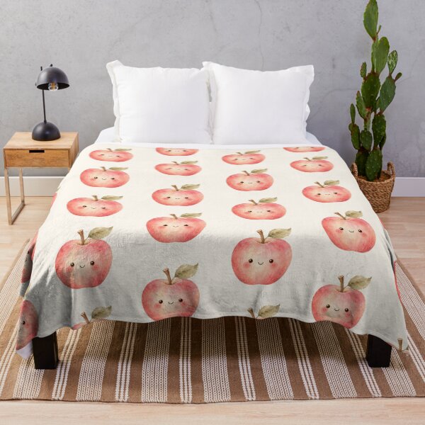 Item preview, Cute Smiling Apple Watercolor | Kawaii Pink Apple Autumn Illustration designed and sold by looplandger.