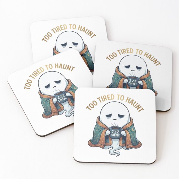 Item preview, Too Tired to Haunt Funny Ghost Coffee Illustration designed and sold by Northern Glow Art.