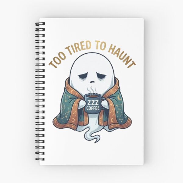 Item preview, Too Tired to Haunt Funny Ghost Coffee Illustration designed and sold by Northern Glow Art.