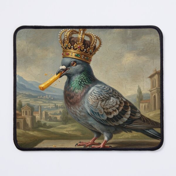 Item preview, The Royal Pigeon – Renaissance Style Surreal Art with French Fry designed and sold by YourWearPulse.