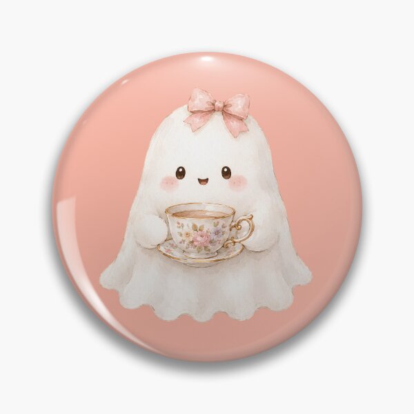 Item preview, Cute Ghost Tea Time Watercolor | Kawaii Cottagecore Halloween Ghost designed and sold by looplandger.