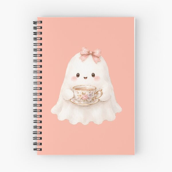 Item preview, Cute Ghost Tea Time Watercolor | Kawaii Cottagecore Halloween Ghost designed and sold by looplandger.