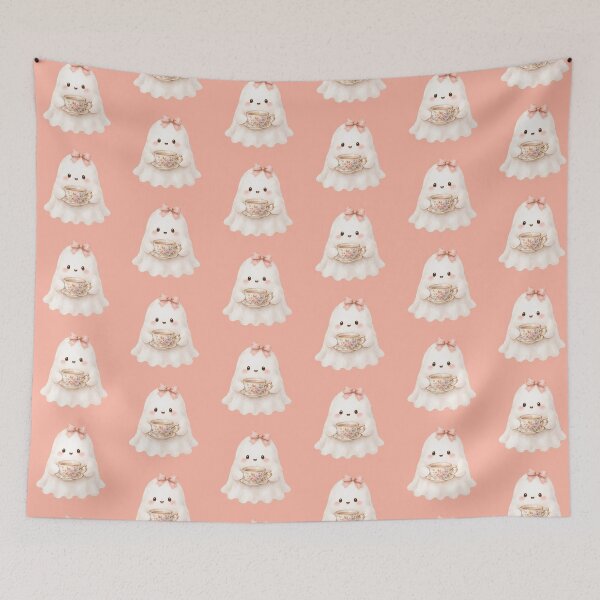 Item preview, Cute Ghost Tea Time Watercolor | Kawaii Cottagecore Halloween Ghost designed and sold by looplandger.