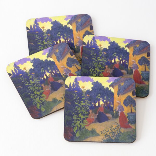 Item preview, Three Women in the Garden with sunflowers by Paul Ranson - Fauvist Garden Painting Cottage Scene for Vintage Decor designed and sold by RickE.