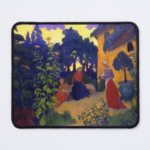 Item preview, Three Women in the Garden with sunflowers by Paul Ranson - Fauvist Garden Painting Cottage Scene for Vintage Decor designed and sold by RickE.
