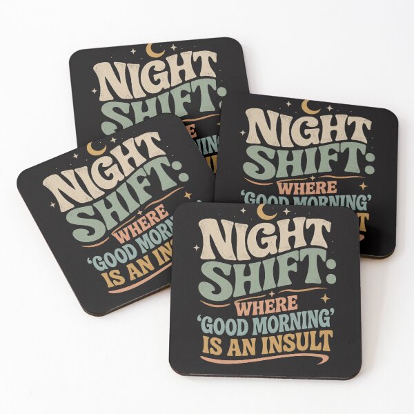 Item preview, Night Shift Retro Typography T-Shirt Design – Vintage 70s Wavy Quote Graphic designed and sold by Quirky Gaps.