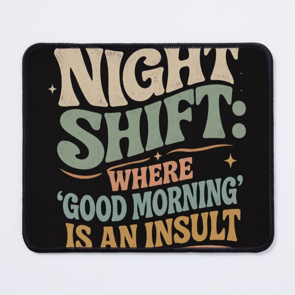Item preview, Night Shift Retro Typography T-Shirt Design – Vintage 70s Wavy Quote Graphic designed and sold by Quirky Gaps.