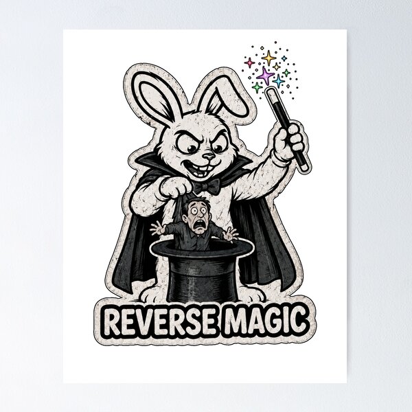 Item preview, Reverse Magic – Funny Magician Bunny Sticker, T-Shirt & Hoodie designed and sold by bunnymode.