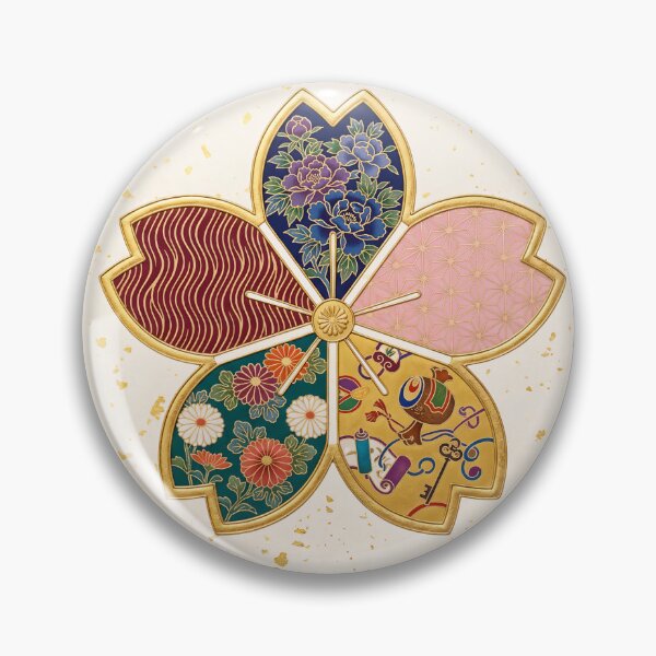Item preview, Kizuna — Japanese Cherry Blossom Crest Art Print | Peony & Treasure Kamon Pattern designed and sold by KimonoKotoba.