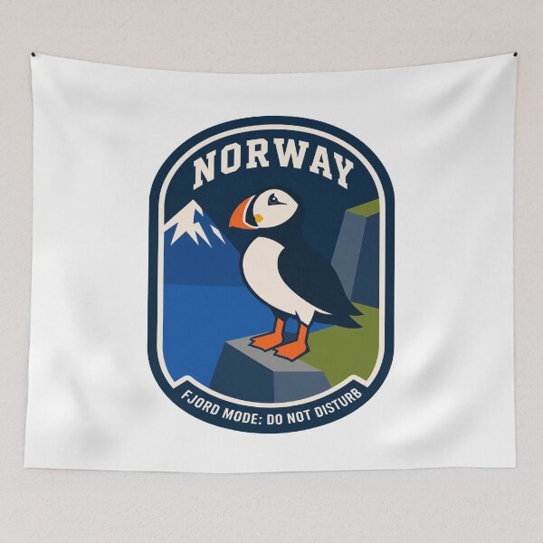 Item preview, Norway Puffin Fjord Travel Badge designed and sold by Lyfeinsights.