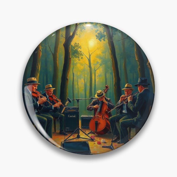 Item preview, A band playing in the woods at night. designed and sold by oldMastersofart.