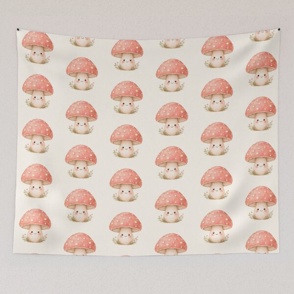 Aperçu de l'œuvre Cute Kawaii Mushroom Watercolor | Whimsical Cottagecore Toadstool Illustration créée et vendue par looplandger.