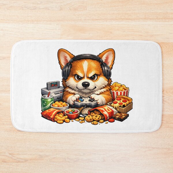 Item preview, Retro Gamer Corgi Playing Classic Video Games with Snacks designed and sold by builtforyou.
