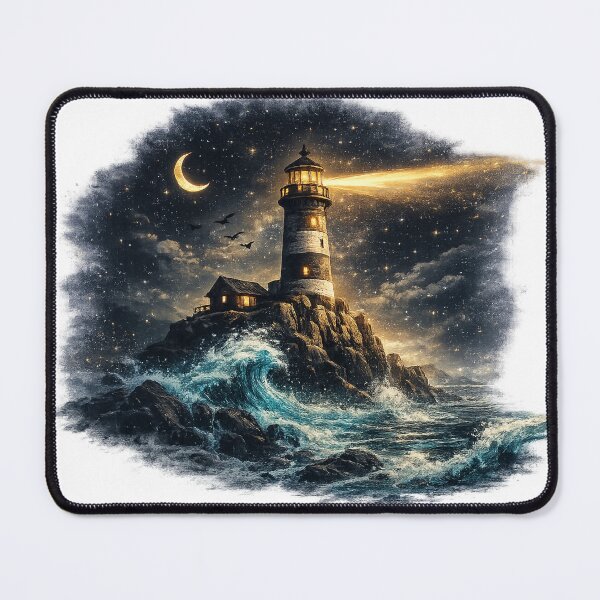 Item preview, Mystic Lighthouse Under Starry Night Sky designed and sold by AstralAG.