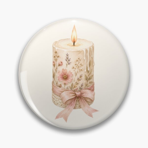 Item preview, Vintage Floral Candle Watercolor | Cottagecore Romantic Candle Illustration designed and sold by looplandger.