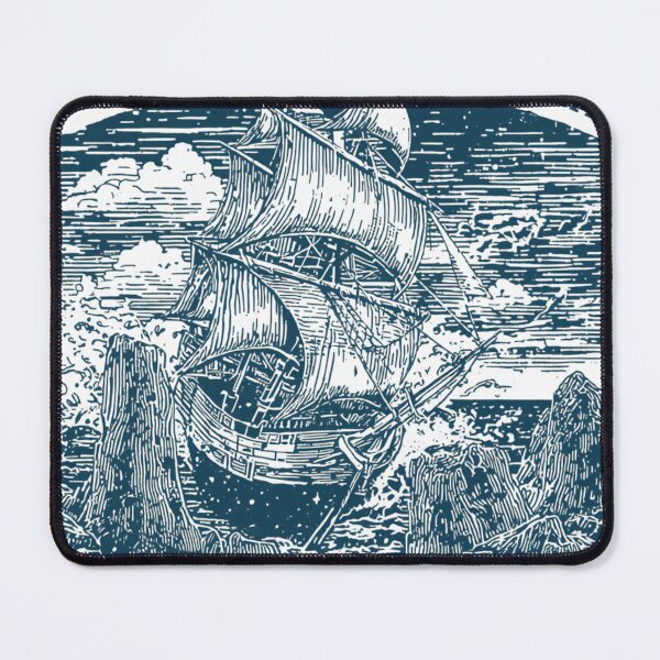 Item preview, Black Reef – Beware the Tide Vintage Pirate Ship T-Shirt | Haunted Ocean Nautical Retro Design designed and sold by Vvmd.