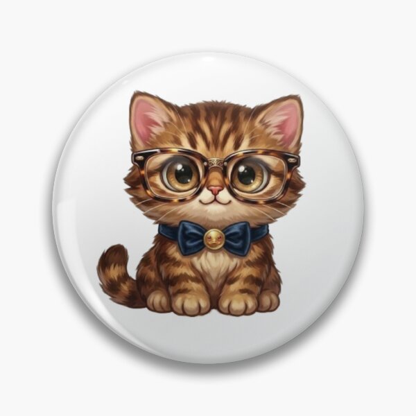 Item preview, Cute Tabby Kitten Wearing Glasses and Bow Tie Nerd Cat Art designed and sold by Northern Glow Art.