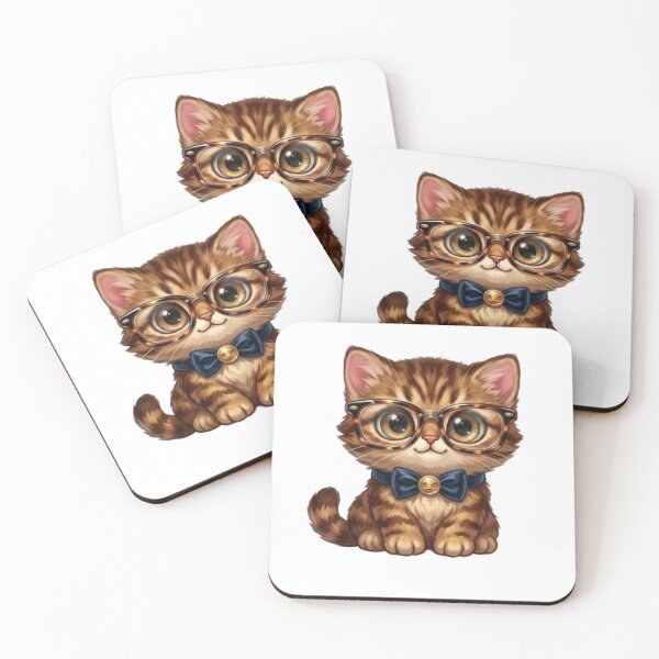 Item preview, Cute Tabby Kitten Wearing Glasses and Bow Tie Nerd Cat Art designed and sold by Northern Glow Art.