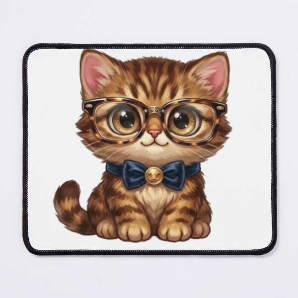 Item preview, Cute Tabby Kitten Wearing Glasses and Bow Tie Nerd Cat Art designed and sold by Northern Glow Art.
