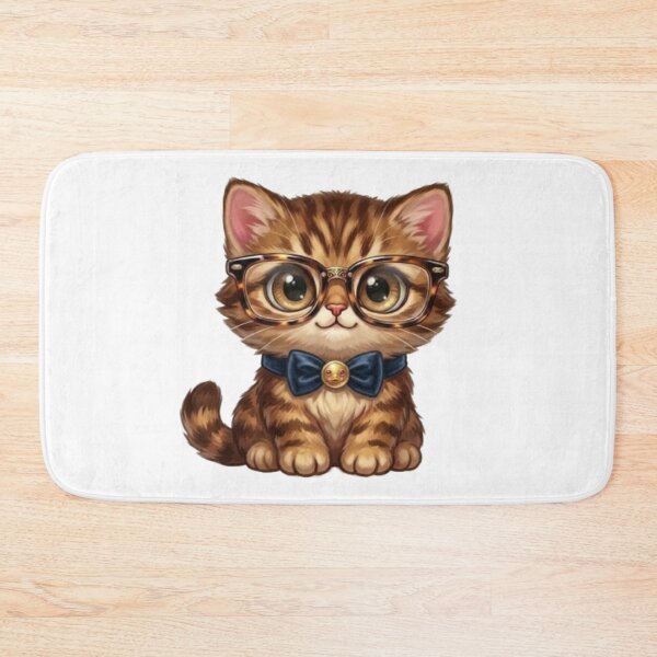 Item preview, Cute Tabby Kitten Wearing Glasses and Bow Tie Nerd Cat Art designed and sold by Northern Glow Art.