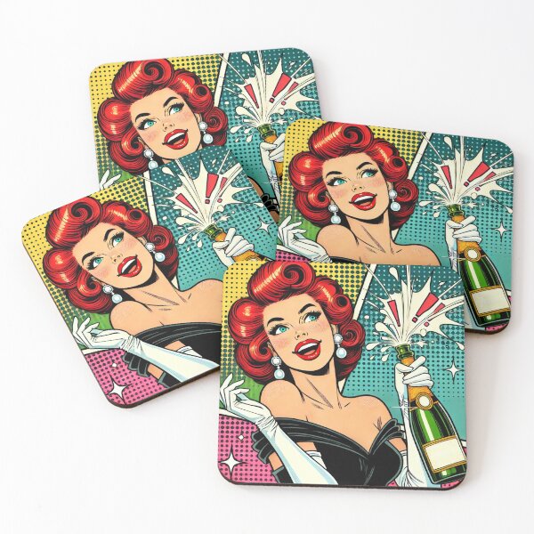 Item preview, Retro Glam Pop Art Pin Up Popping Bottles designed and sold by GildedStraw.