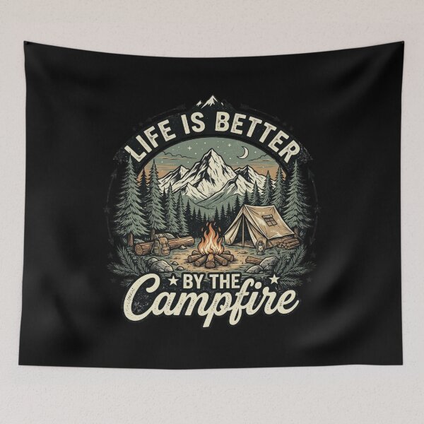 Item preview, Life Is Better By The Campfire Vintage Retro Camping Mountain Emblem designed and sold by PACS0011.