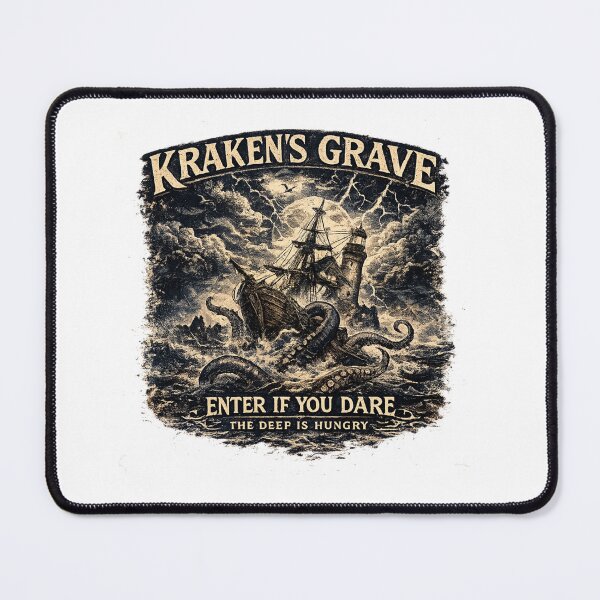 Item preview, Kraken's Grave – Vintage Kraken Sea Monster T-Shirt | Haunted Pirate Ship Gothic Nautical Horror Design designed and sold by Vvmd.