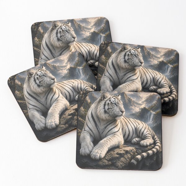 Item preview, Majestic White Tiger in Alpine Mountains | Scenic Wildlife Landscape designed and sold by ManJiangHong.