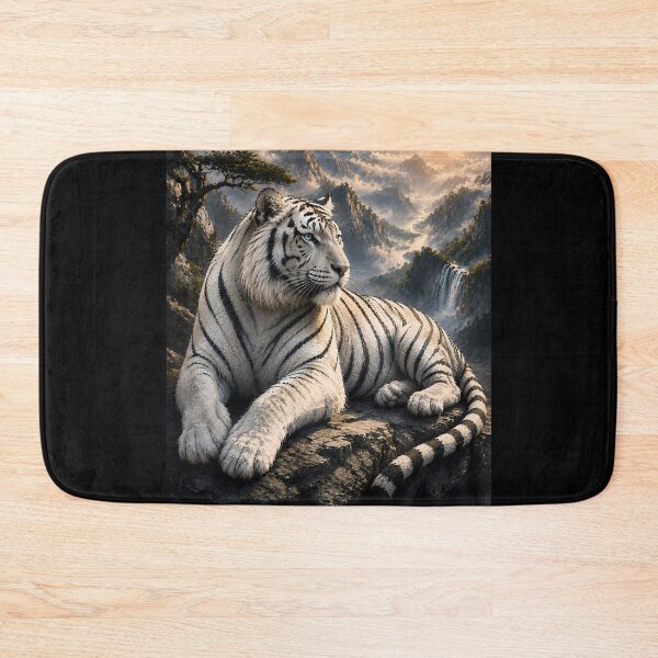 Item preview, Majestic White Tiger in Alpine Mountains | Scenic Wildlife Landscape designed and sold by ManJiangHong.