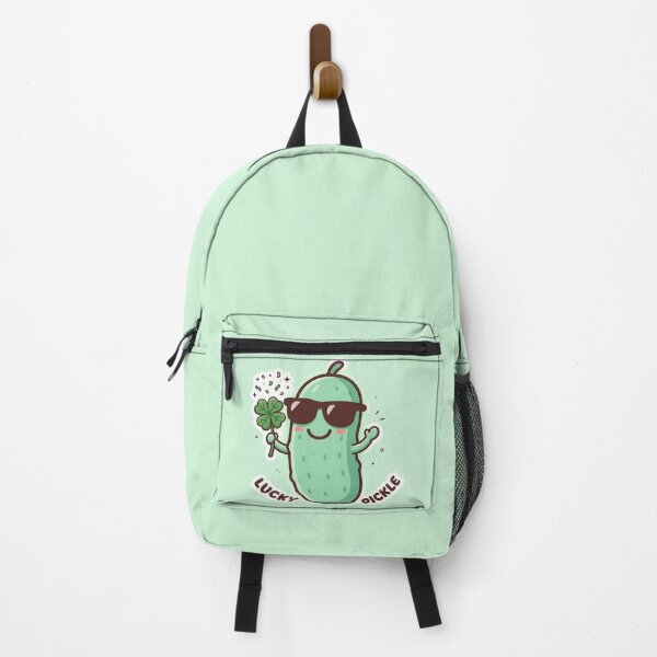 Item preview, Lucky Pickle Cute Kawaii Cartoon with Four Leaf Clover | Funny Pickle Lover Gift | Cute Green Pickle Sticker, Graphic Tee, Mug & Summer Shirt designed and sold by Basma Designs | Retro, Kawaii Shirts & Stickers.