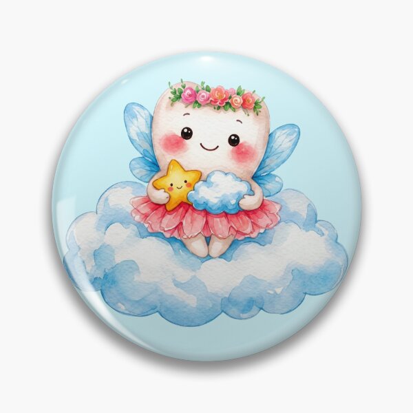Item preview, Cute Tooth Fairy Sitting on a Cloud | Watercolor Fairy Tooth designed and sold by Mommy-Smile.