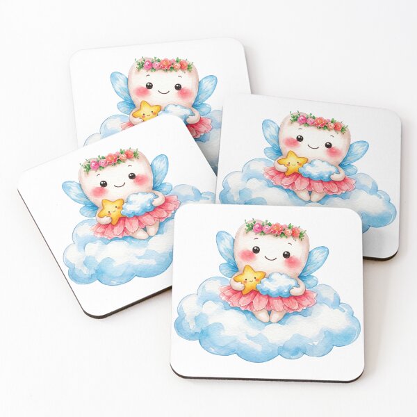Item preview, Cute Tooth Fairy Sitting on a Cloud | Watercolor Fairy Tooth designed and sold by Mommy-Smile.