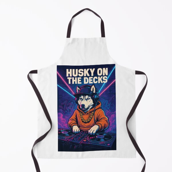 Item preview, DJ Husky on the Decks – Retro Party Dog Shirt designed and sold by Pineapple-Tree.